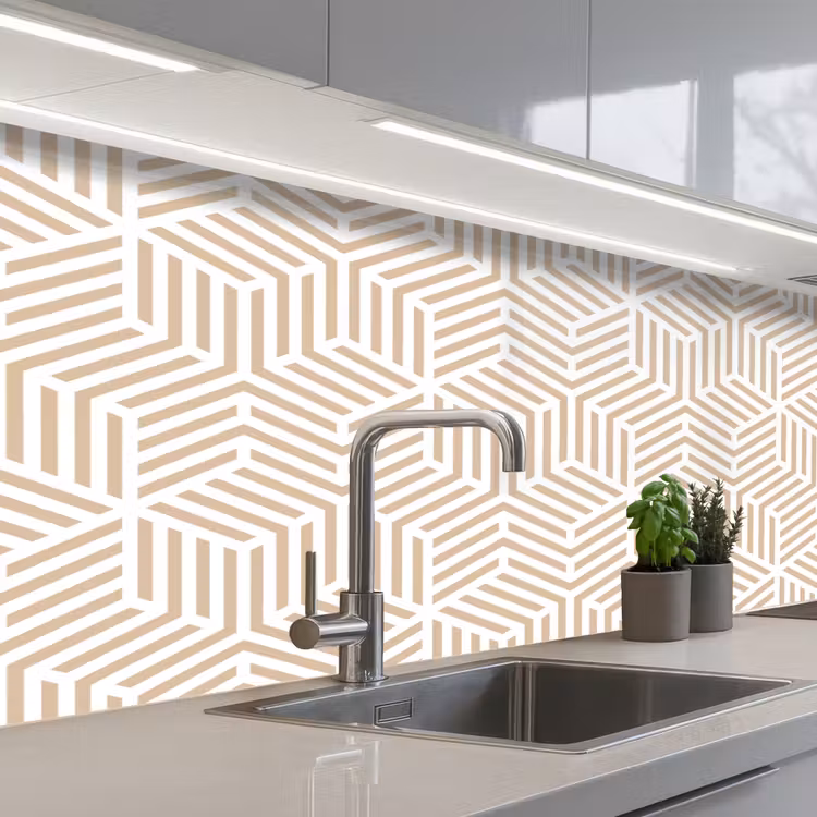 Beige - Geometrie - Patronen - Abstract keuken achterwand 2 middel 871 -3d_schuin