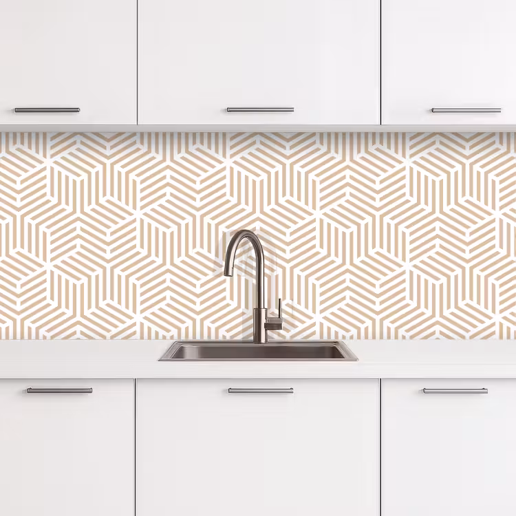 Beige - Geometrie - Patronen - Abstract keuken achterwand 2 middel 871 -3d