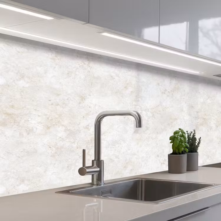 Beige - Marmer - Aders keuken achterwand 2 middel 871 -3d_schuin