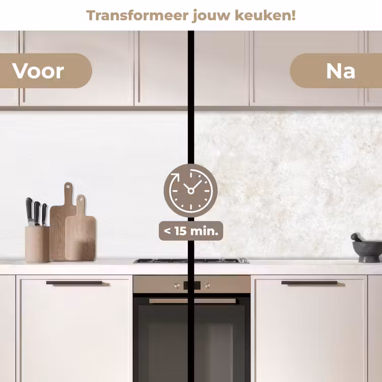 Beige - Marmer - Aders keuken achterwand 2 middel 871 -voor-na2_NL