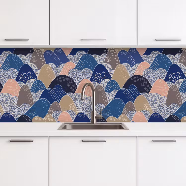 Berg - Pastel - Japans - Patronen keuken achterwand 2 middel 871 -3d
