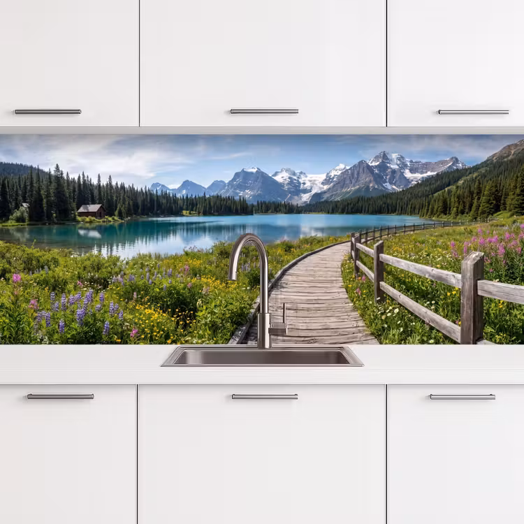 Bergen - Meer - Landschap - Blauw keuken achterwand 2 middel -3d