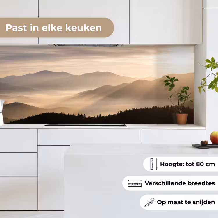Bergen - Mist - Zonnestralen keuken achterwand 2 middel -sfeer4_NL