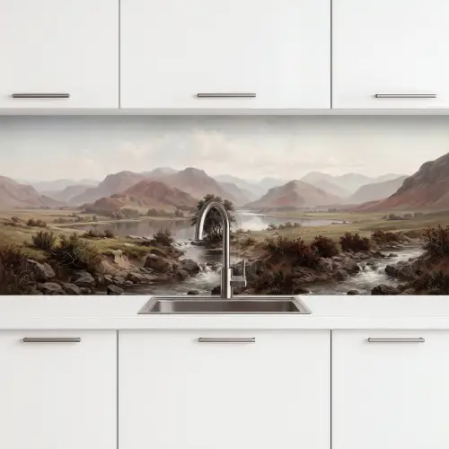 Berglandschap - Meer - Bergen - Vallei - Klassiek keuken achterwand 2 middel -3d