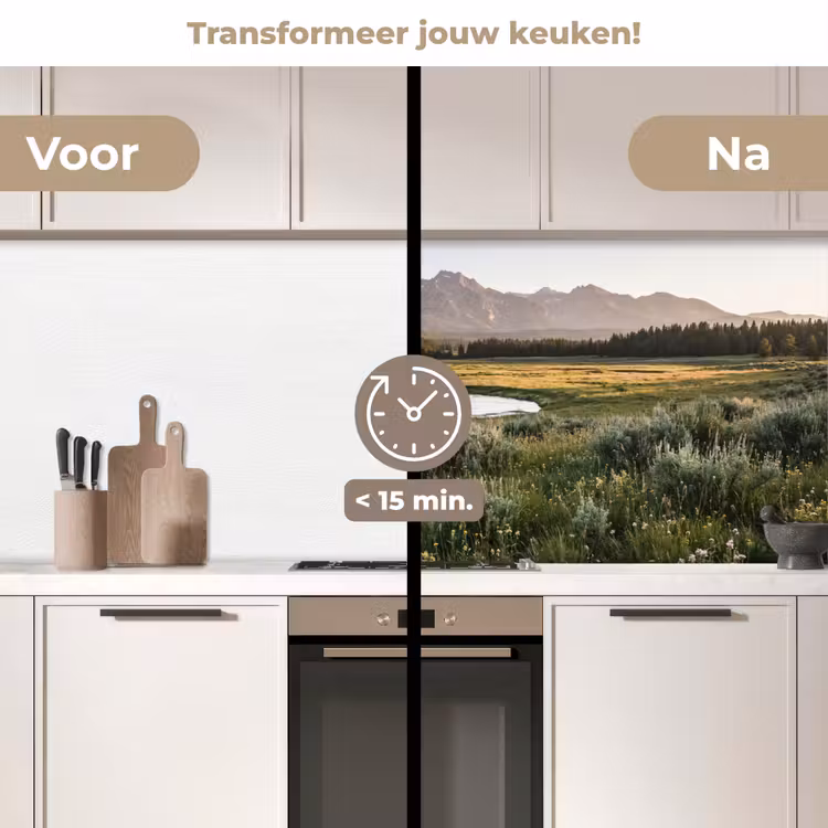 Berglandschap - Rivier - Bos keuken achterwand 2 middel -voor-na2_NL