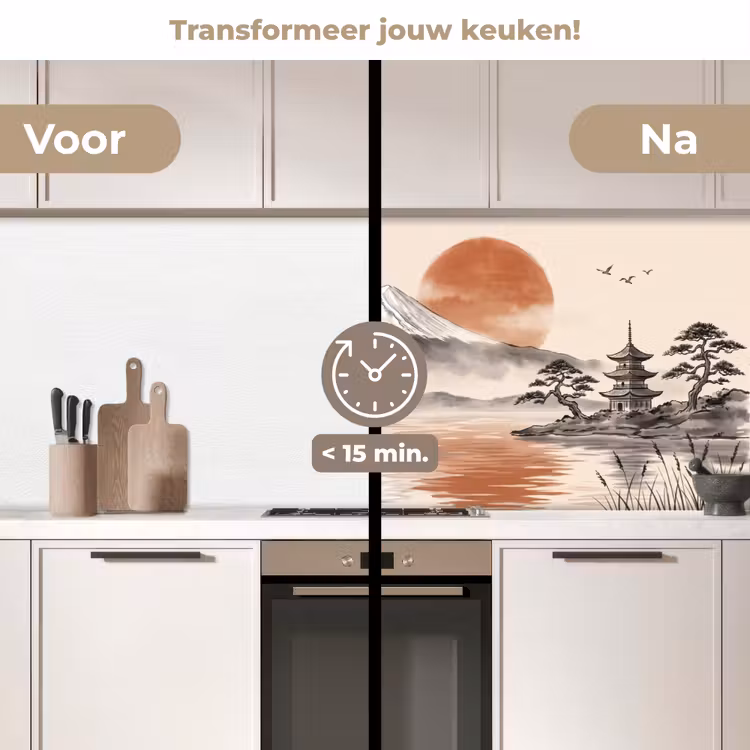 Bergtop - Meer - Bloesem keuken achterwand 2 middel -voor-na2_NL