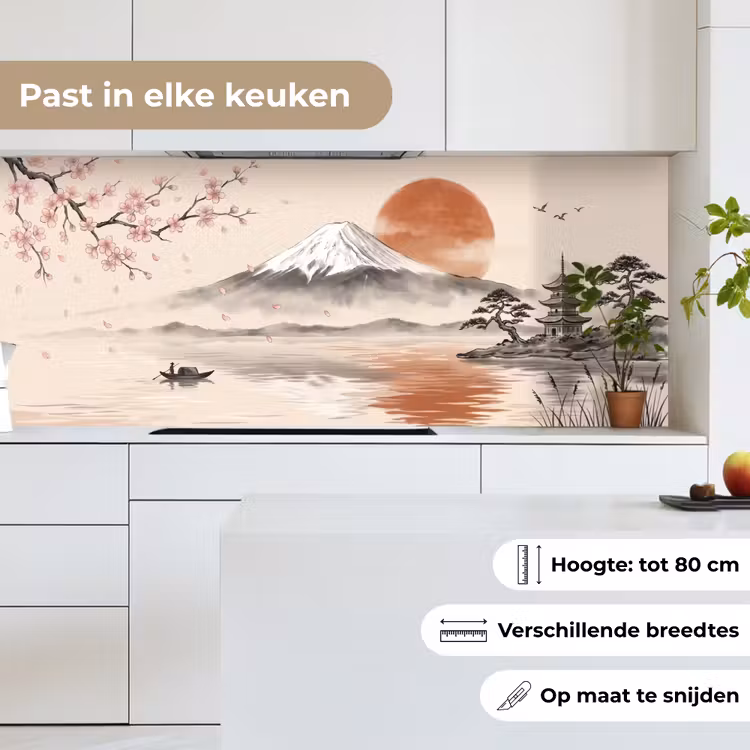 Bergtop - Meer - Bloesem keuken achterwand 2 middel -sfeer4_NL