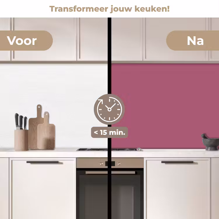 Berry - Roze -Pink keuken achterwand 2 middel 871 -voor-na2_NL