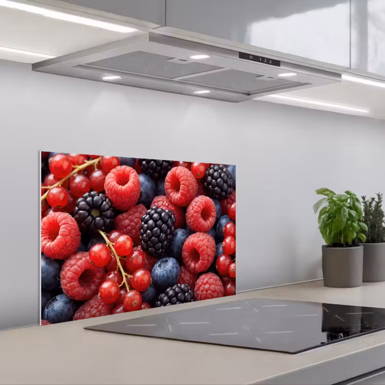 Bessen - Mix - Vers - Eten - Kleurrijk keuken achterwand spatscherm klein -3d_schuin