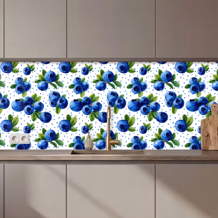 Bessen - Patroon - Blauw keuken achterwand 2 middel 871 zz_3dshopping