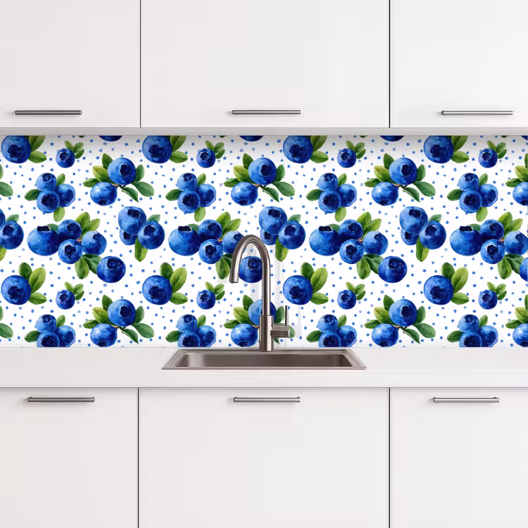 Bessen - Patroon - Blauw keuken achterwand 2 middel 871 -3d