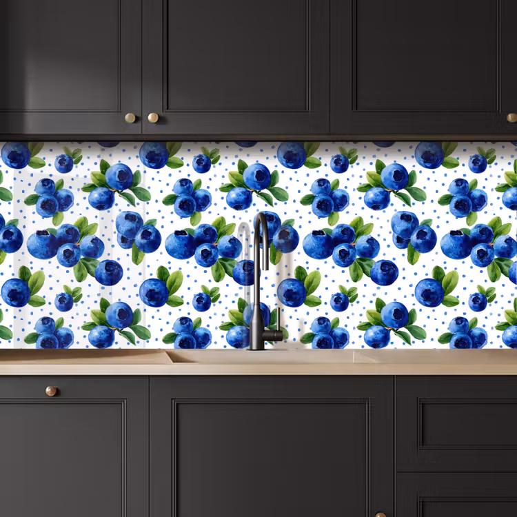Bessen - Patroon - Blauw keuken achterwand 2 middel 871 -sfeer1