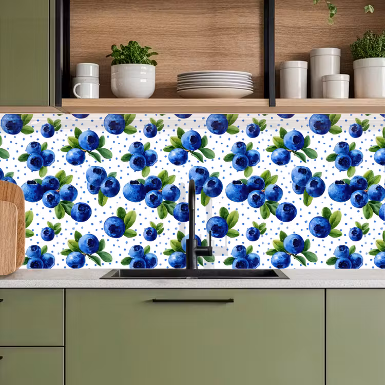 Bessen - Patroon - Blauw keuken achterwand 2 middel 871 -sfeer3