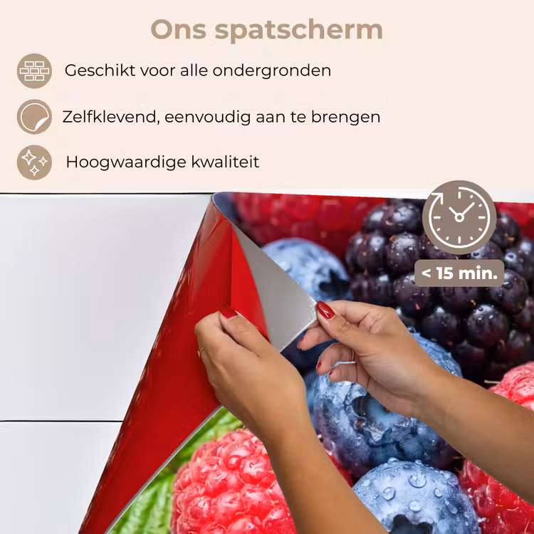 Bessen - Vers - Waterdruppels - Kleurrijk - Eten keuken achterwand spatscherm klein -spatscherm_NL
