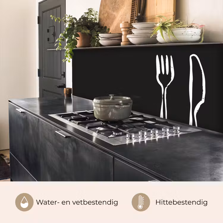 Bestek - Staand - Zwart - Wit keuken achterwand 2 middel -usp_NL