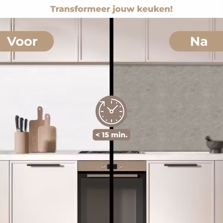 Beton - Grijs - Patronen - Industrieel keuken achterwand 2 middel 871 -voor-na2_NL