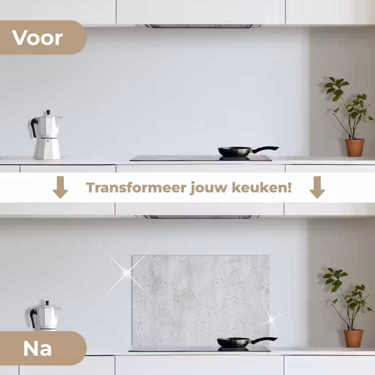 Beton - Textuur - Achtergrond - Grijs - Industrieel keuken achterwand spatscherm klein -voor_na_NL