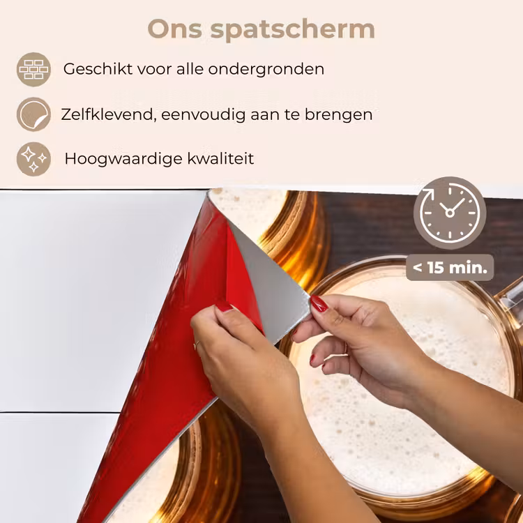 Bier - Glazen - Schuim - Hout - Drank keuken achterwand spatscherm klein -spatscherm_NL