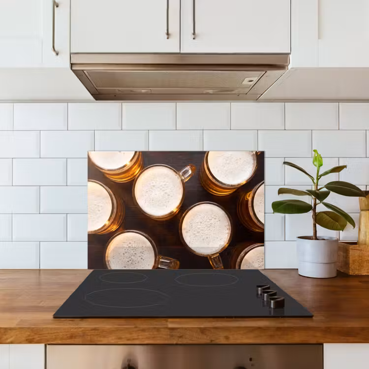 Bier - Glazen - Schuim - Hout - Drank keuken achterwand spatscherm klein -sfeer2