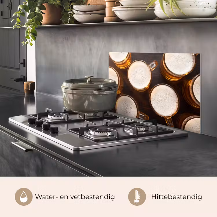 Bier - Glazen - Schuim - Hout - Drank keuken achterwand spatscherm klein -usp_NL