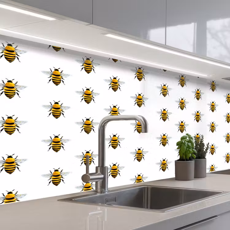 Bijen - Tijdloos - Wit keuken achterwand 2 middel 871 -3d_schuin