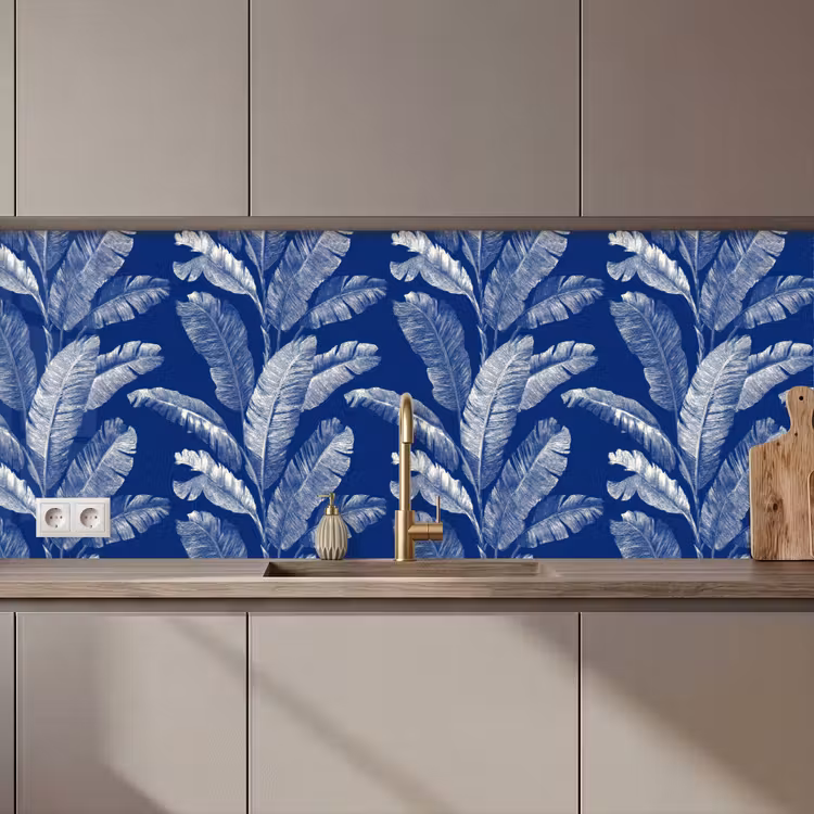 Blad - Palm - Blauw keuken achterwand 2 middel 871 zz_3dshopping