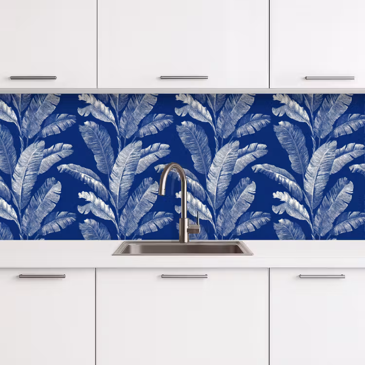 Blad - Palm - Blauw keuken achterwand 2 middel 871 -3d