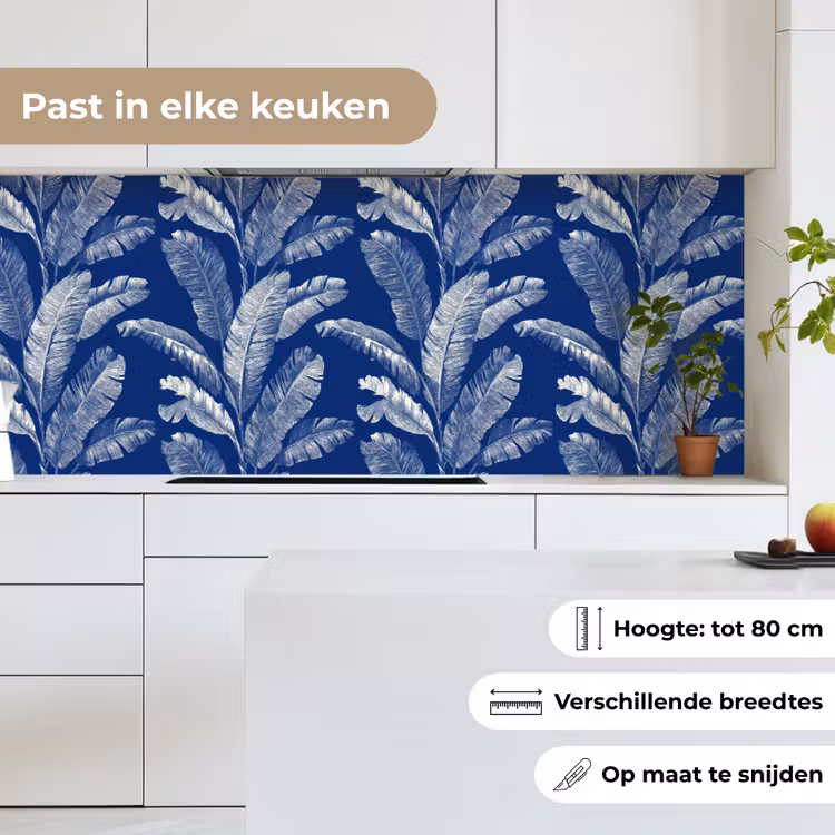 Blad - Palm - Blauw keuken achterwand 2 middel 871 -sfeer4_NL