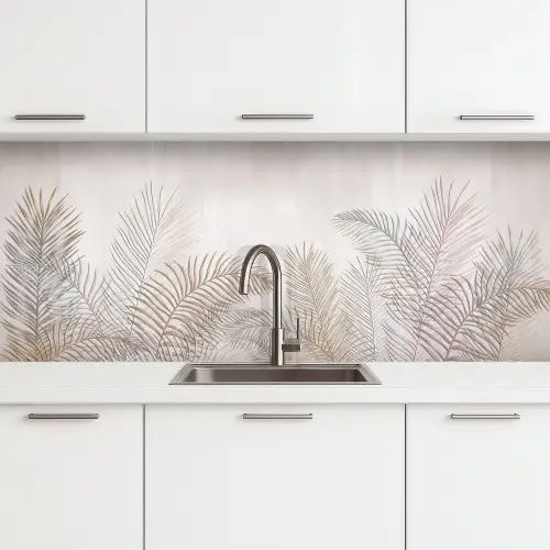Bladeren - Beige - Botanisch - Vintage keuken achterwand 2 middel -3d