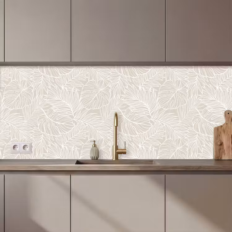Bladeren - Beige - Monstera - Palm keuken achterwand 2 middel zz_3dshopping