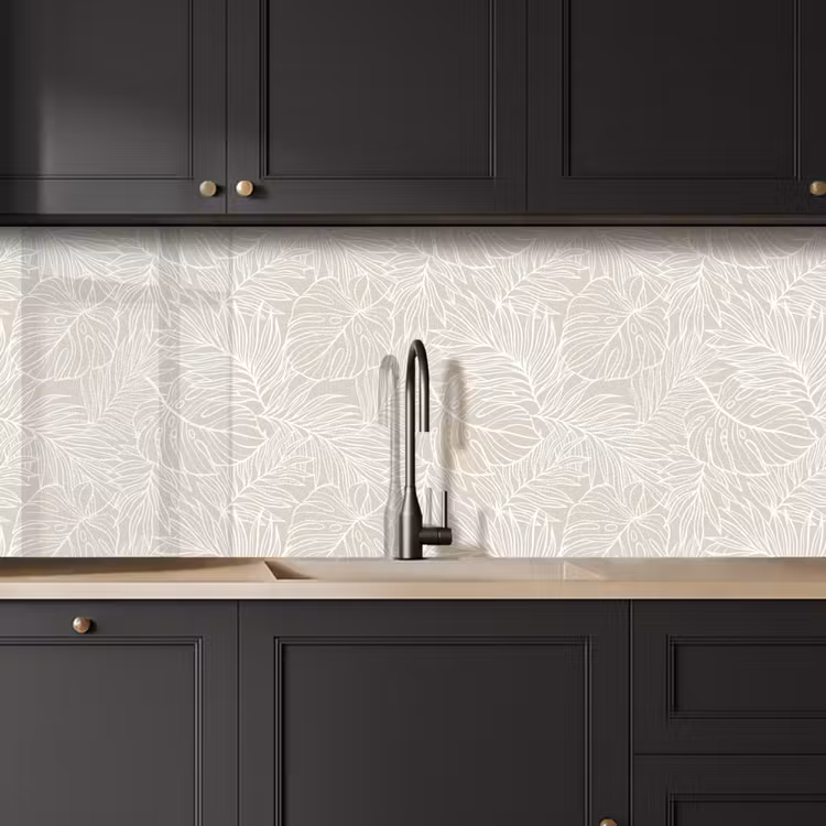Bladeren - Beige - Monstera - Palm keuken achterwand 2 middel -sfeer1
