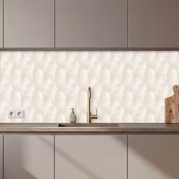 Bladeren - Beige - Wit - Botanisch - Natuur keuken achterwand 2 middel zz_3dshopping
