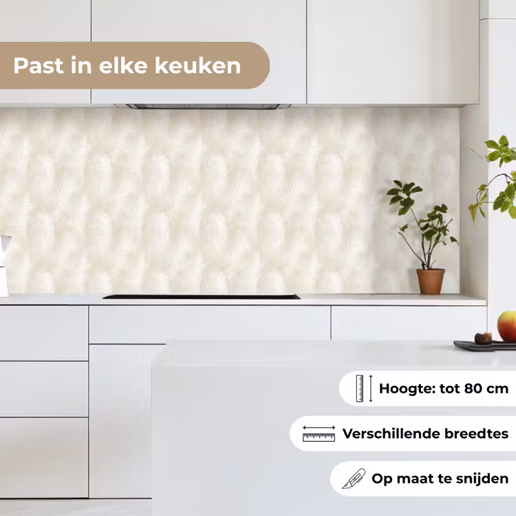 Bladeren - Beige - Wit - Botanisch - Natuur keuken achterwand 2 middel -sfeer4_NL