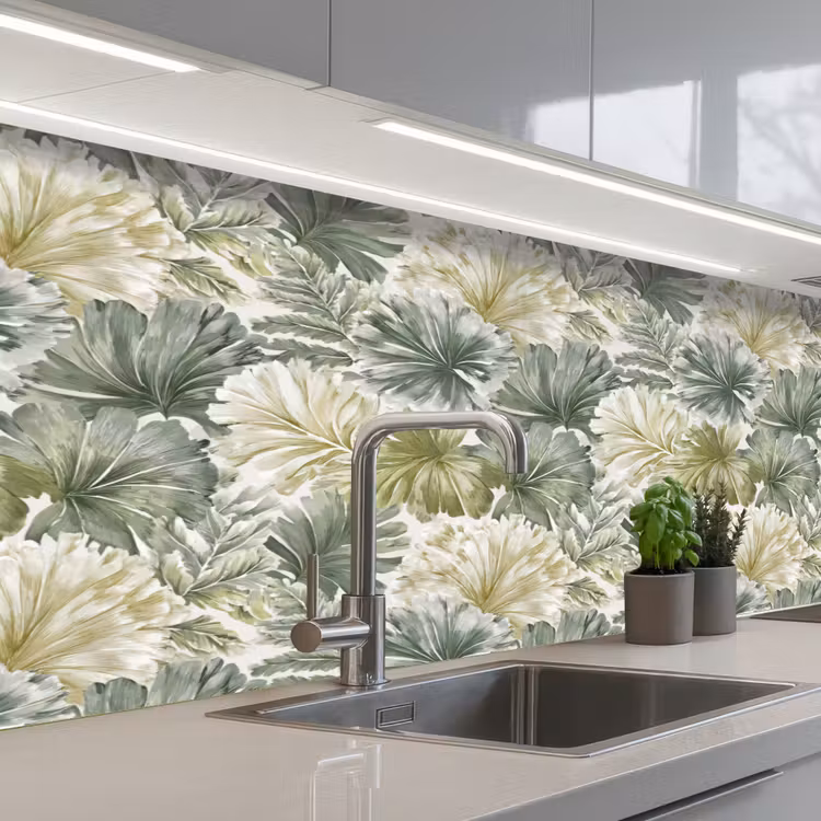 Bladeren - Botanisch - Groen keuken achterwand 2 middel 871 -3d_schuin
