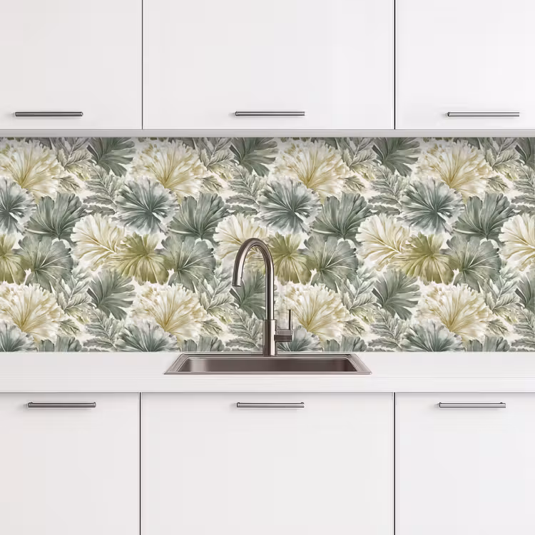 Bladeren - Botanisch - Groen keuken achterwand 2 middel 871 -3d