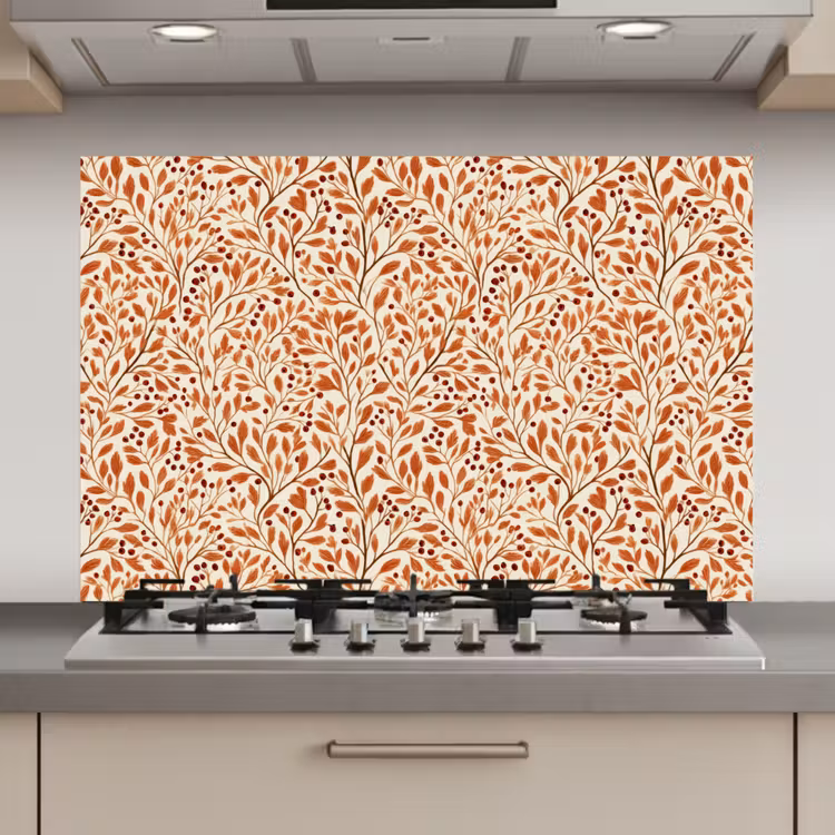 Bladeren - Botanisch - Terracotta keuken achterwand spatscherm klein 900 -3d_website