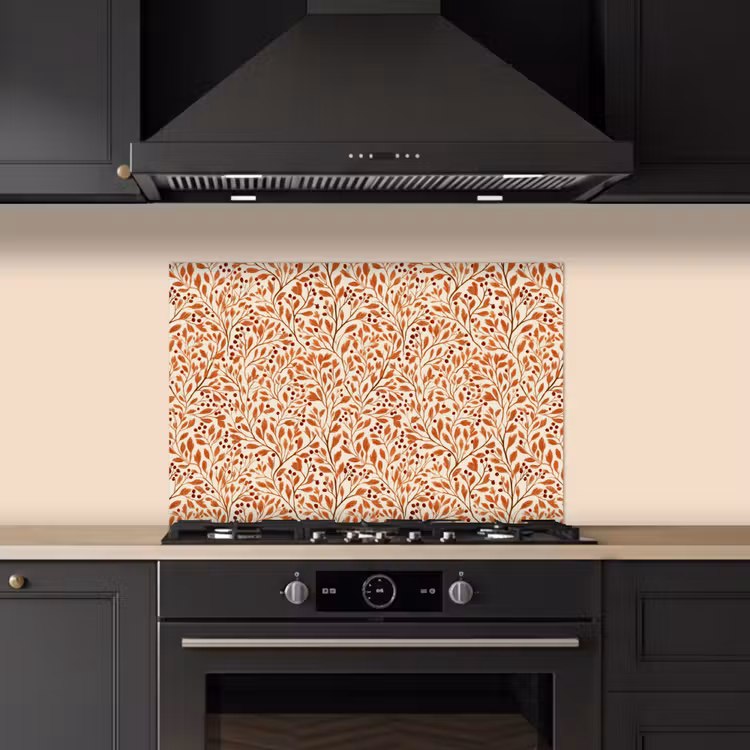 Bladeren - Botanisch - Terracotta keuken achterwand spatscherm klein 900 -sfeer1