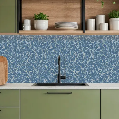 Bladeren - Klassiek - Patroon - Donkerblauw - Vintage keuken achterwand 2 middel 871 -sfeer3