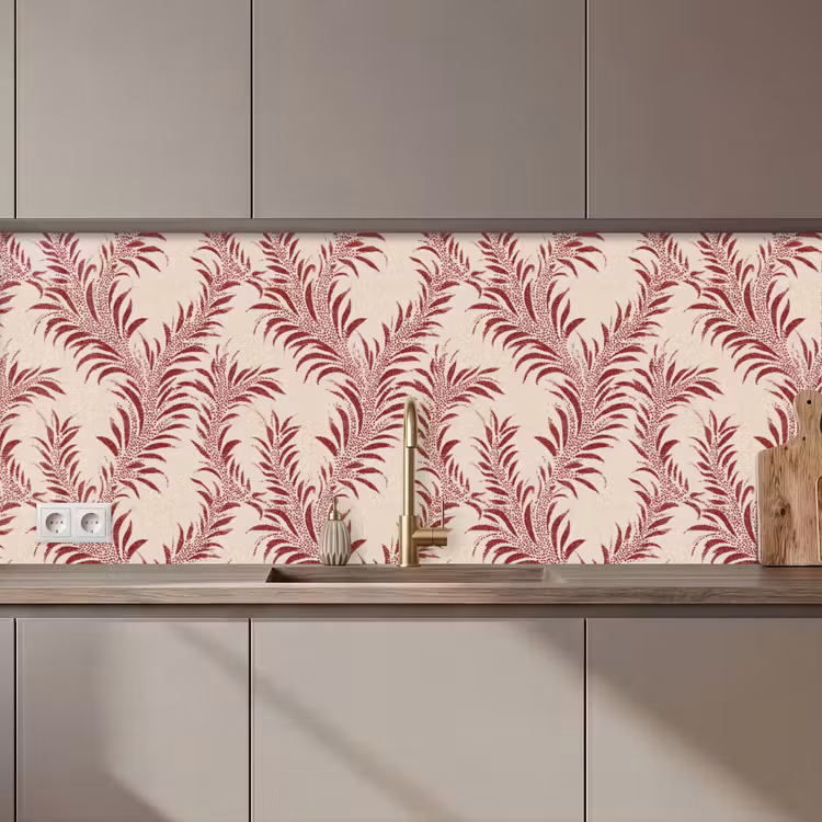 Bladeren - Linnen - Rood keuken achterwand 2 middel 871 zz_3dshopping