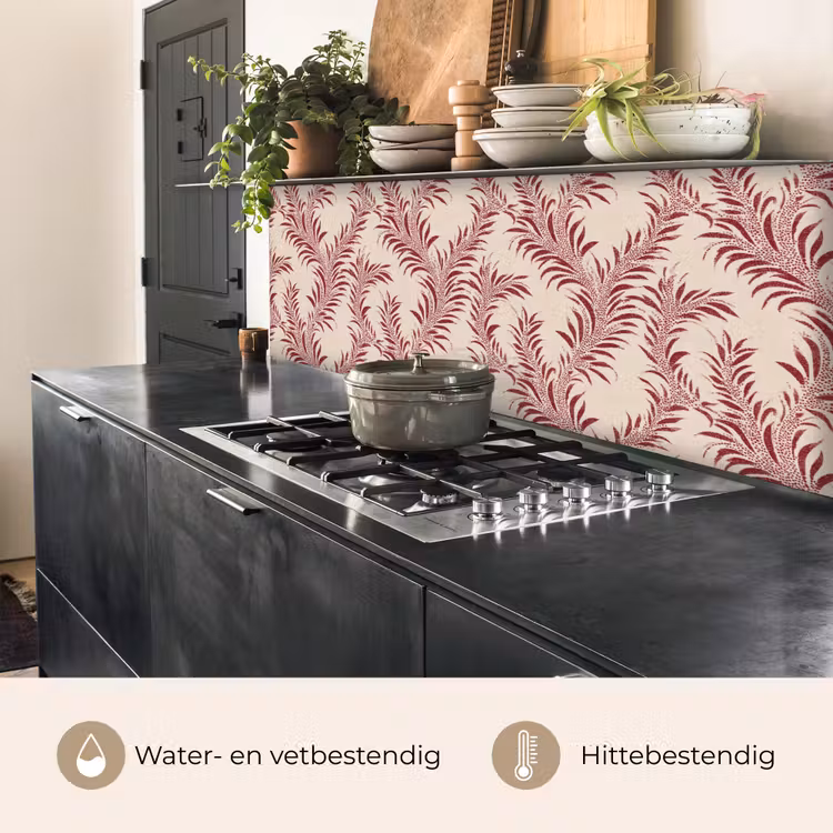 Bladeren - Linnen - Rood keuken achterwand 2 middel 871 -usp_NL