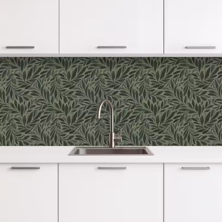Bladeren - Organisch - Groen keuken achterwand 2 middel 871 -3d