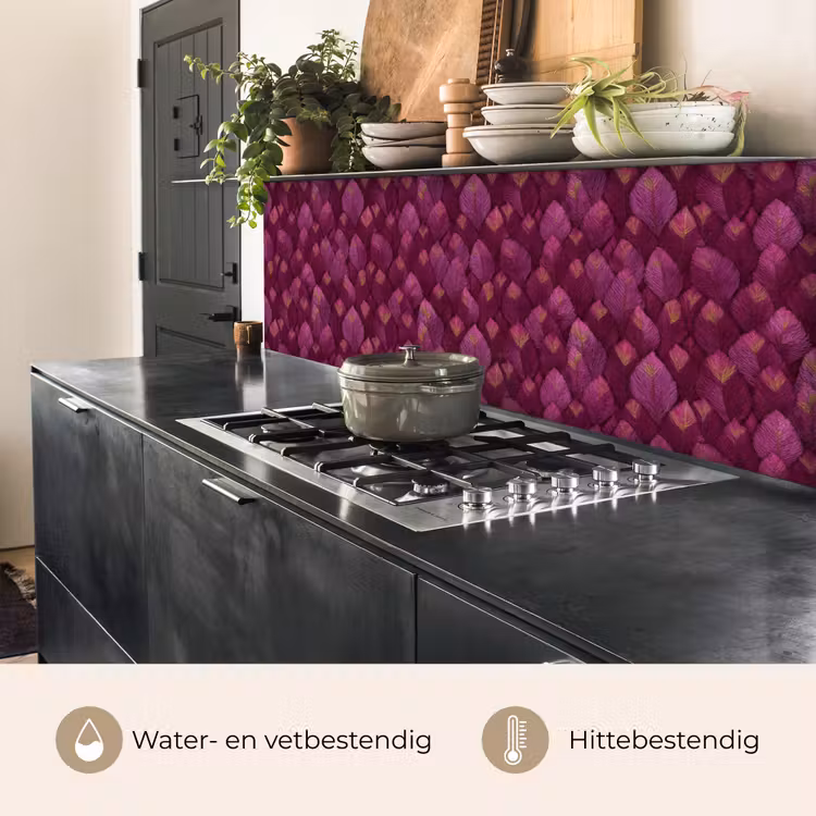 Bladeren - Patroon - Burgundy keuken achterwand 2 middel 871 -usp_NL