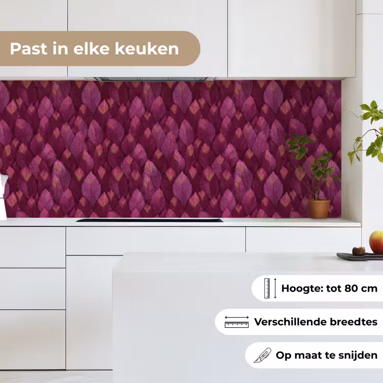 Bladeren - Patroon - Burgundy keuken achterwand 2 middel 871 -sfeer4_NL