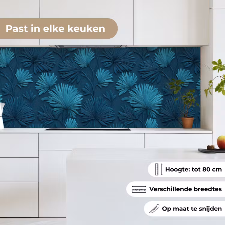 Bladeren - Reliëf - Patroon - Oceaanblauw - Modern keuken achterwand 2 middel 871 -sfeer4_NL