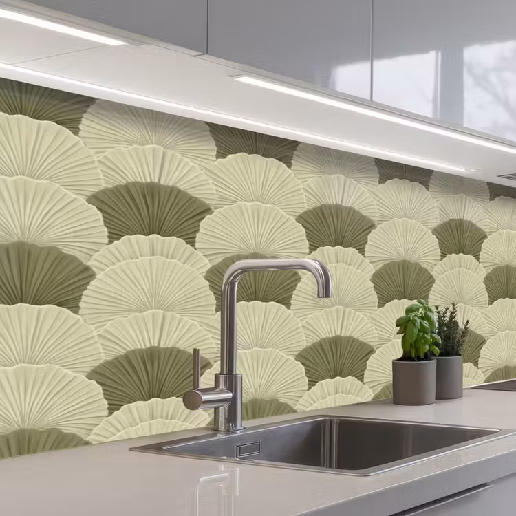 Bladeren - Structuur - Groen keuken achterwand 2 middel 871 -3d_schuin