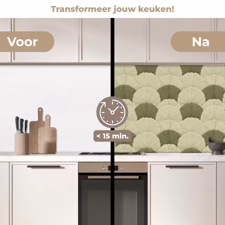 Bladeren - Structuur - Groen keuken achterwand 2 middel 871 -voor-na2_NL