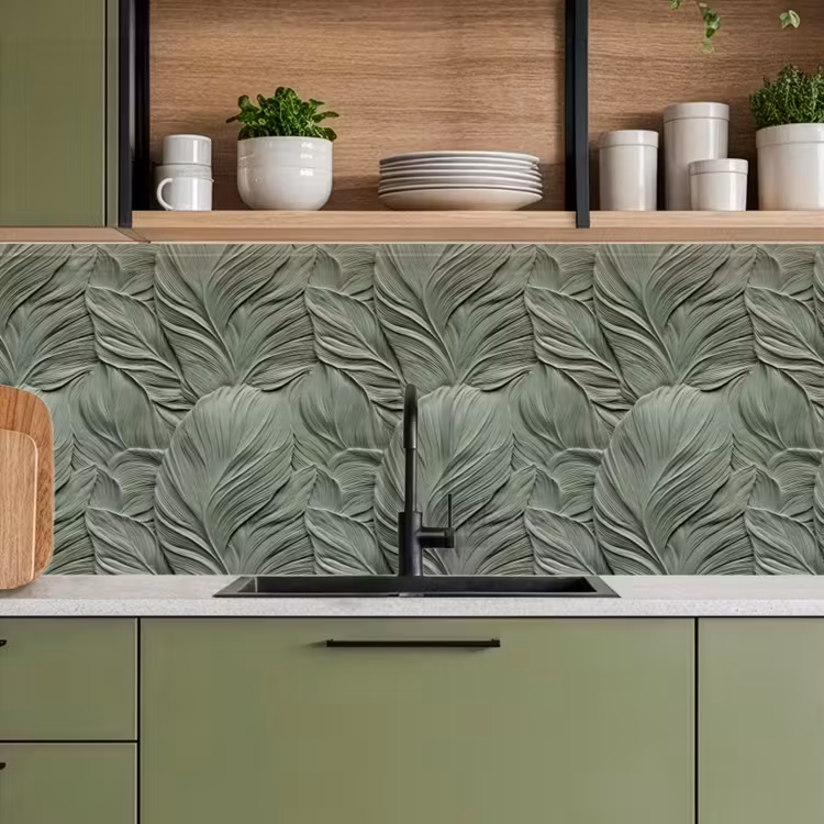 Bladeren - Textuur - Groen keuken achterwand 2 middel 871 -sfeer3