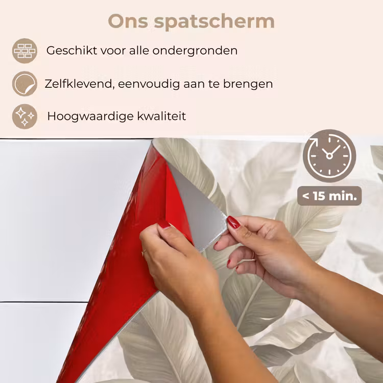 Bladeren - Tropisch - Natuur - Abstract - Beige keuken achterwand spatscherm klein -spatscherm_NL