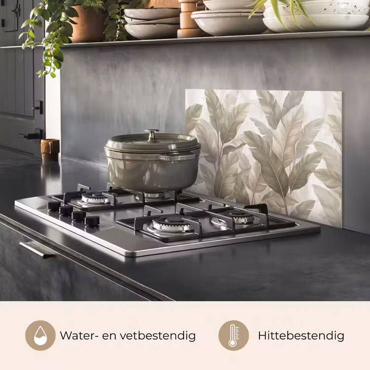 Bladeren - Tropisch - Natuur - Abstract - Beige keuken achterwand spatscherm klein -usp_NL