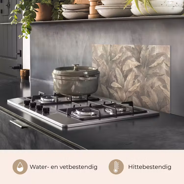 Bladeren - Tropisch - Natuur - Modern - Beige keuken achterwand spatscherm klein -usp_NL